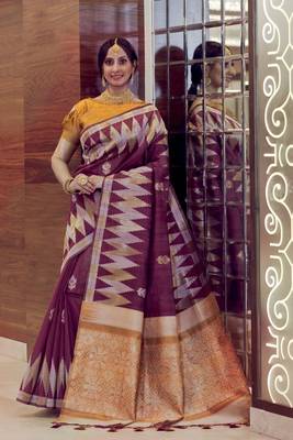 Blue woven banarasi silk saree with blouse 1