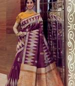 Blue woven banarasi silk saree with blouse