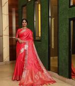 Yellow woven tissue saree with blouse