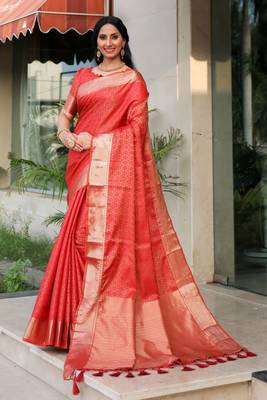 Grey woven tissue saree with blouse 1