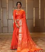 Pink woven tissue saree with blouse