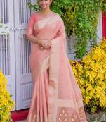 Teal printed organza saree with blouse