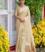 Light green printed organza saree with blouse