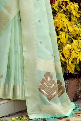 Purple printed organza saree with blouse 2