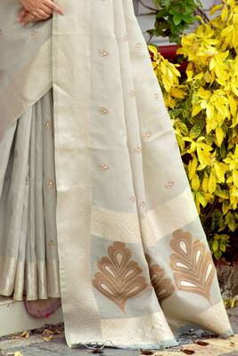Blue printed cotton saree with blouse 2