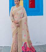Wine woven tussar silk saree with blouse