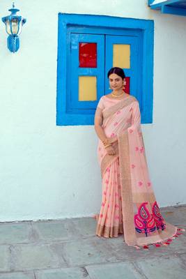 Grey embroidered silk saree with blouse 1