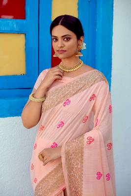 Grey embroidered silk saree with blouse 2