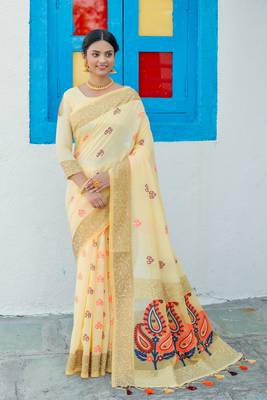 Pink embroidered silk saree with blouse 1