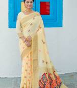 Pink embroidered silk saree with blouse