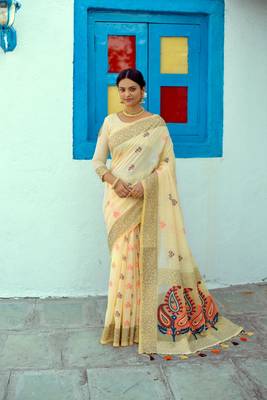 Pink embroidered silk saree with blouse 3