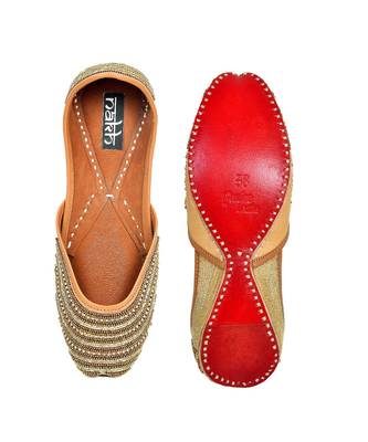 Golden Colorblocked Leather MojariFlats 1