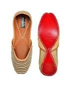Golden Colorblocked Leather MojariFlats
