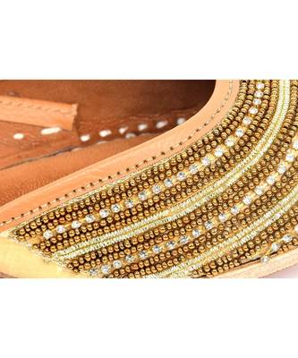 Golden Colorblocked Leather MojariFlats 2
