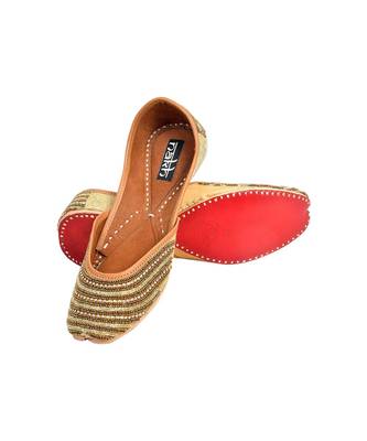 Golden Colorblocked Leather MojariFlats 4