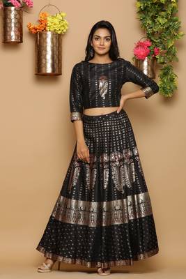 Black Shantoon Printed Lehenga Choli Set 1