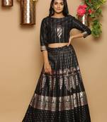 Black Shantoon Printed Lehenga Choli Set