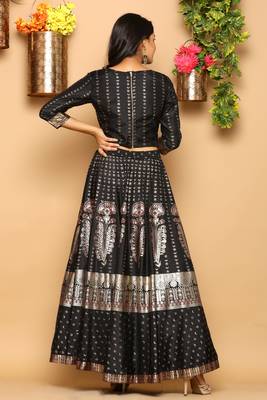 Black Shantoon Printed Lehenga Choli Set 3