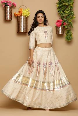 Ivory Shantoon Printed Lehenga Choli Set 1