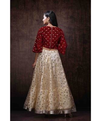 Gold Net embroidered Lehenga Choli Set 3