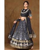 Black Shantoon Embroidred Lehenga Choli Dupatta Set