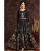 Black Rayon Printed Lehenga Choli Set