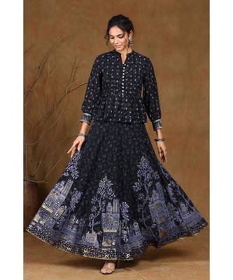 Black Georgette Printed Lehenga Choli 1