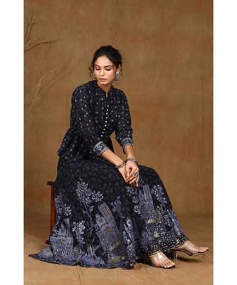 Black Georgette Printed Lehenga Choli 2
