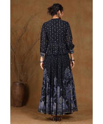 Black Georgette Printed Lehenga Choli 3