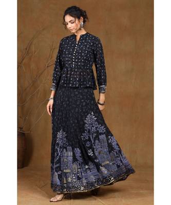 Black Georgette Printed Lehenga Choli 4