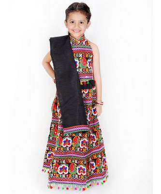 BLACK Embroidery work Sleeveless Choli With Lehenga & Dupatta 1
