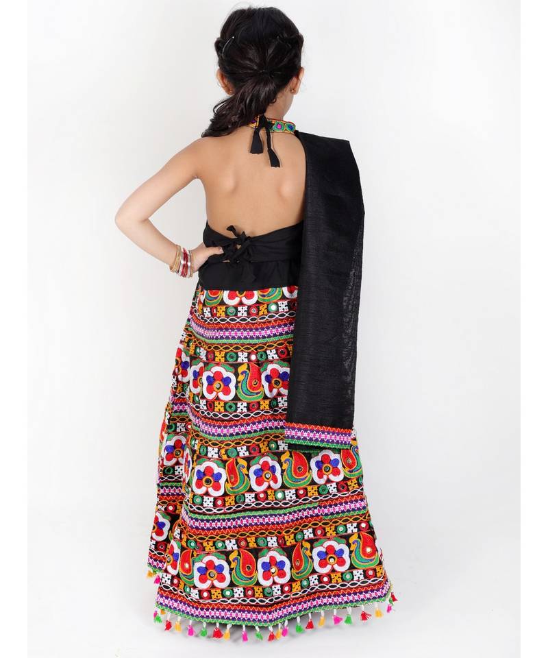 BLACK Embroidery work Sleeveless Choli With Lehenga & Dupatta