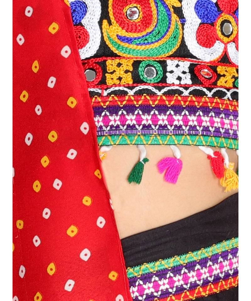 BLACK Embroidery work halter neck choli with lehenga & dupatta