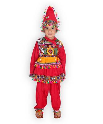 red FULL FLARE PANEL DETAIL KUTCH WORK KEDIA 1