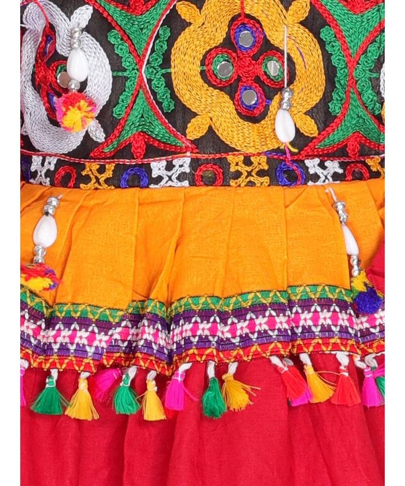 red FULL FLARE PANEL DETAIL KUTCH WORK KEDIA