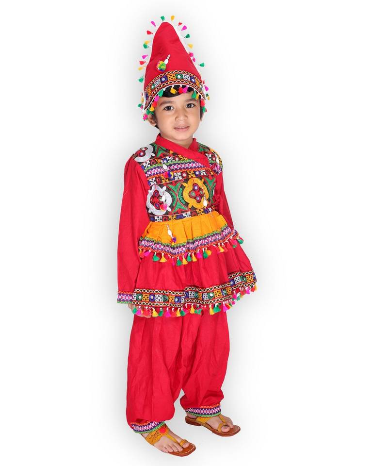 red FULL FLARE PANEL DETAIL KUTCH WORK KEDIA