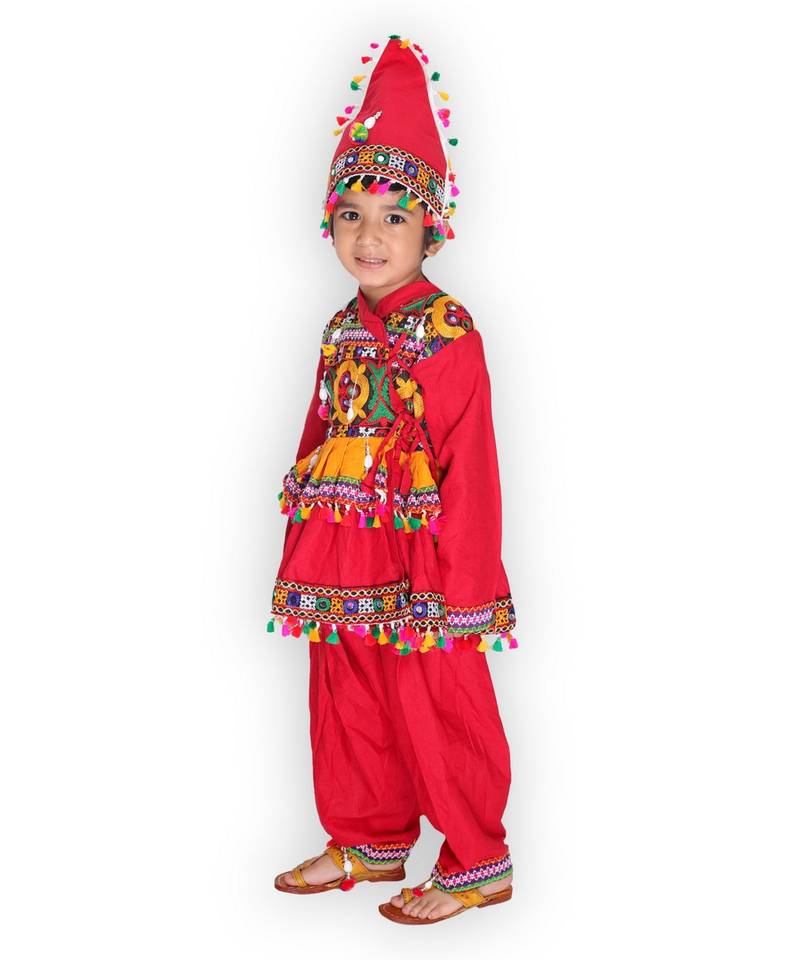 red FULL FLARE PANEL DETAIL KUTCH WORK KEDIA