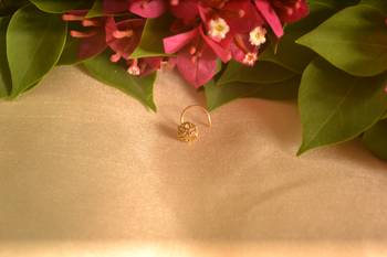 Designer Gold Plated cubic zirconia nose ring or nose pin 1