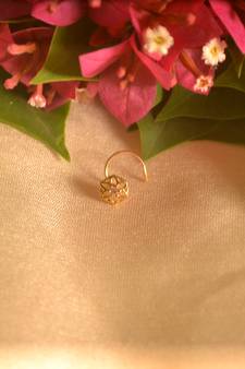 Designer Gold Plated cubic zirconia nose ring or nose pin