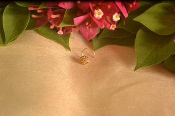 Designer Gold Plated cubic zirconia nose ring or nose pin 2