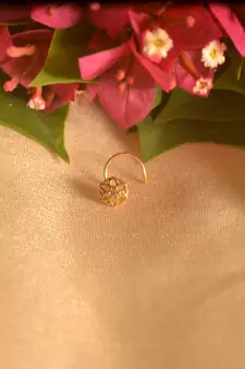 Designer Gold Plated cubic zirconia nose ring or nose pin