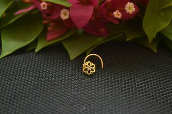 Designer Gold Plated cubic zirconia nose ring or nose pin 1