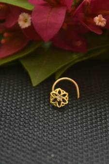 Designer Gold Plated cubic zirconia nose ring or nose pin