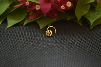 Designer Gold Plated cubic zirconia nose ring or nose pin 2