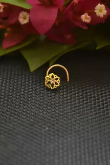 Designer Gold Plated cubic zirconia nose ring or nose pin