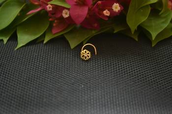 Designer Gold Plated cubic zirconia nose ring or nose pin 3