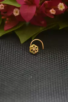 Designer Gold Plated cubic zirconia nose ring or nose pin