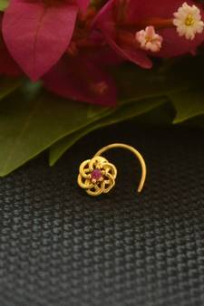 Designer Gold Plated cubic zirconia nose ring or nose pin