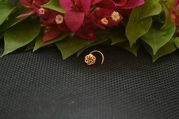 Designer Gold Plated cubic zirconia nose ring or nose pin 2