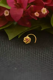 Designer Gold Plated cubic zirconia nose ring or nose pin